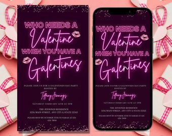 Electronic Funny Galentines Party Invitation, Digital Valentines Evite, Brunch Party, For Her, DIY, Editable Invitation, Instant Download