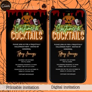 Digital Adult Halloween Party, Electronic Spooky Text Message Invite, Bloody, Costumes and Cocktails, Editable Invitation, Instant Download