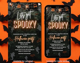 Electronic Let's Get Spooky Halloween Invitation, Electronic Halloween invite, Kids Halloween party, Spooky Halloween, Instant download