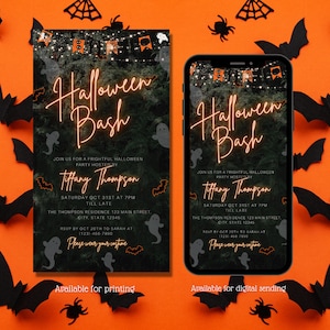 Digital Halloween Party Invitation, Halloween Bash invite, Halloween Party, Boo Bash, Adult Halloween, Editable Template, Instant Download