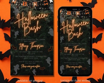 Digital Halloween Party Invitation, Halloween Bash invite, Halloween Party, Boo Bash, Adult Halloween, Editable Template, Instant Download