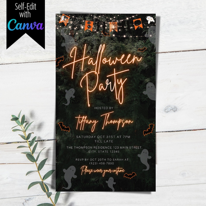 Electronic Halloween Party Invitation Spooky Halloween Any Etsy