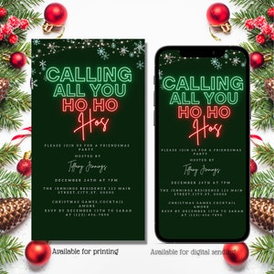 Electronic Friendsmas Funny Invitation, Digital Christmas Invite, Adult Party, Holiday, Girls Night, Editable Invitation, Instant Download