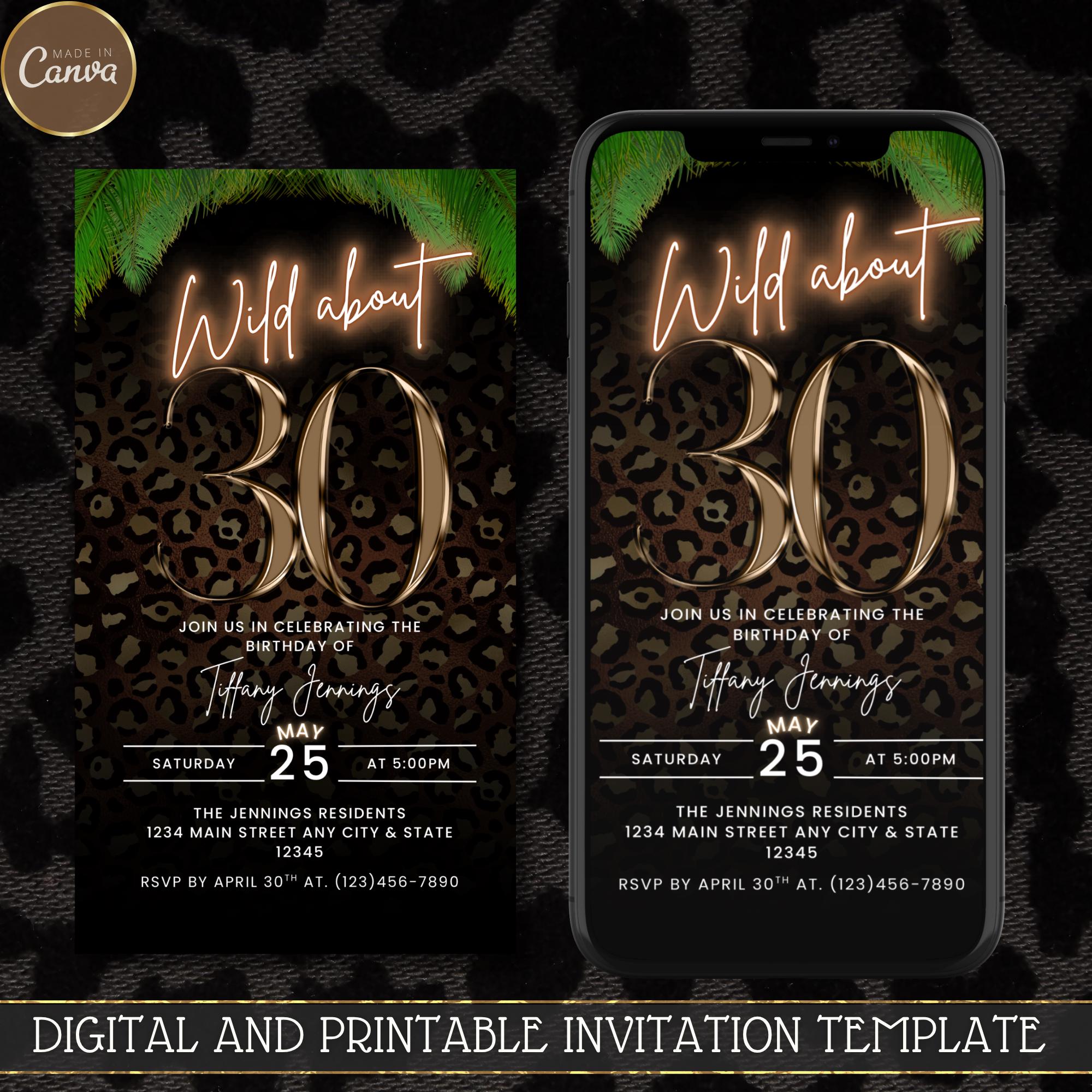 Wild About Thirty Invitation: Safari 30th Birthday, Jungle Theme