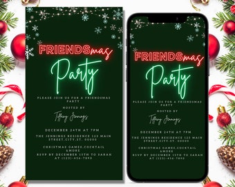 Digital Friendsmas Party Invitation, Electronic Friendsmas Invite, Cocktail Party, Friendsmas 2022, Editable Template, Instant download