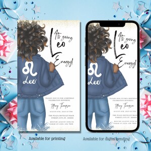 Digital Leo Birthday Invitation, Electronic Birthday invite, Leo Season, Birthday Dinner, Teen, Adult, Editable Invitation, Instant Download