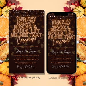 Digitale lustige Thanksgiving-Einladung, Thanksgiving-Evite, Dinner-Party, Feiertagsfest, Herbsteinladung, bearbeitbare Vorlage, Sofort-Download