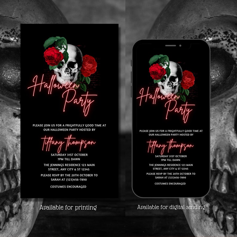 Electronic Halloween Party Invitation Adult Halloween Invite Etsy