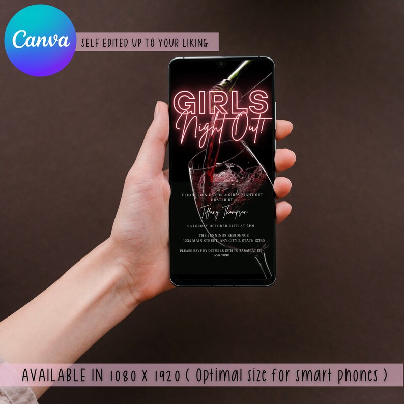 Digital Girls Night Out Invitation, Electronic Bachelorette Invite ...