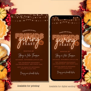 Digital Friendsgiving Invitation, Friendsgiving Dinner evite, Thanksgiving Dinner, Friendsgiving Feast, Holiday Party, Editable Template,