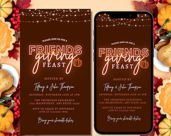 Editable Digital Friendsgiving Invitation | Thanksgiving Dinner Evite | Friendsgiving Feast | Holiday Party Template