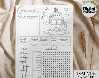 Printable Wedding Games | Activity page | Printable Instant PDF Download