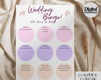 Wedding Bingo | Printable Wedding Game | Fun Activity | Instant Download | Games | Non-editable