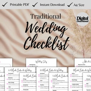 Printable Traditional Wedding Checklist | Checklist PDF Download | Printable Wedding Guide | Wedding Planning Checklist