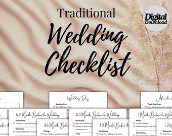 Printable Traditional Wedding Checklist | PDF Download | Wedding Guide | Planning Checklist