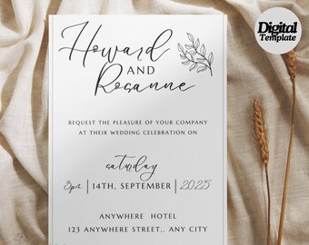 Editable Wedding Invitation Template | Personalised invitations | Black & White Party Invite | Elegant Wedding Announcement