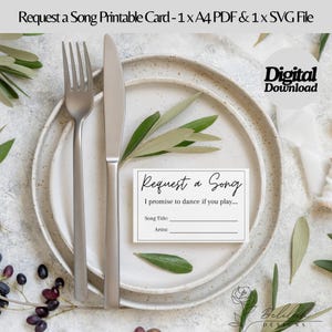 Demander une carte de chanson pour des événements | imprimable téléchargement immédiat | Décoration de mariage | Cadeaux de mariage | Décoration de mariage DIY | Décoration d'événement
