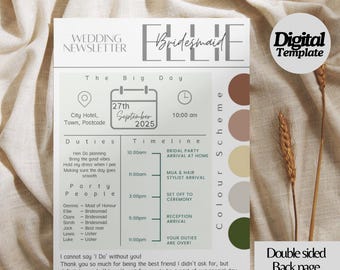 Editable Bridesmaid Proposal Template | Bridesmaid Gift | Digital Proposal Template | Wedding Newsletter