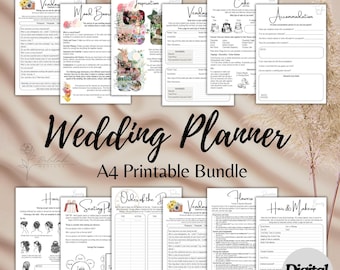Printable Wedding Planner A4 | Budget Friendly Journal |All-in-One Guide | Instant PDF Download | DIY planner
