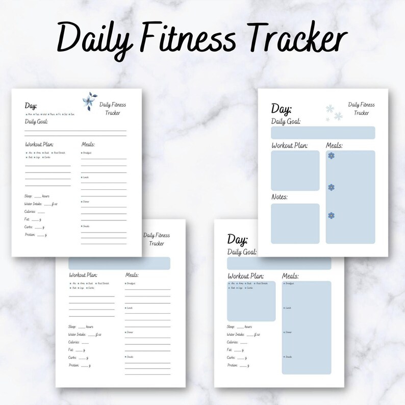 Printable Daily Fitness Tracker Etsy