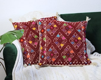 Mexican handwoven cushion cover made of sheep's wool San Cristobal 45 x 45 cm ethnic living room cushion cover pillowcase gift for her