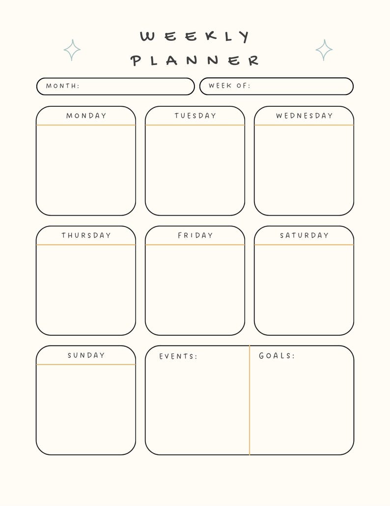 Weekly Plan Text Simple Weekly Planner: Printable, Digital Download - Etsy