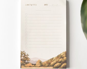 Cottagecore Mountain Notepad | To Do List | 4x6 inch Notepad | 50 Pages