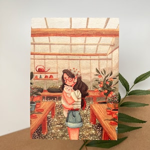 Abraços de estufa | Impressão artística fosca de 5"x7" | Decoração de parede Cottagecore