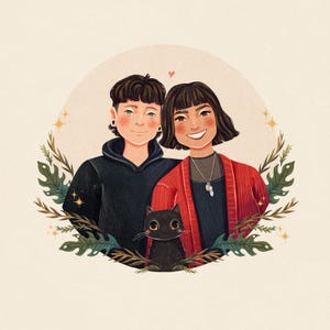 Custom Couple Portrait Bust | Custom Family Portrait | Custom Family Portrait with Pets | Custom Couples Portrait with Pets | Digital