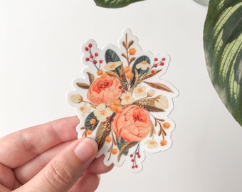 Floral Bouquet Sticker | Waterproof Vinyl Decal, Cottagecore Style