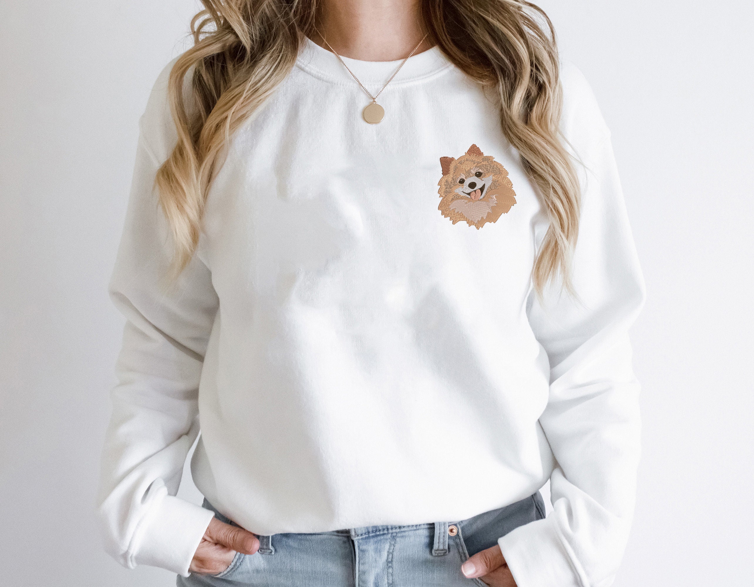 Pomeranian Dog Face Embroidery Sweatshirt Personalized Etsy