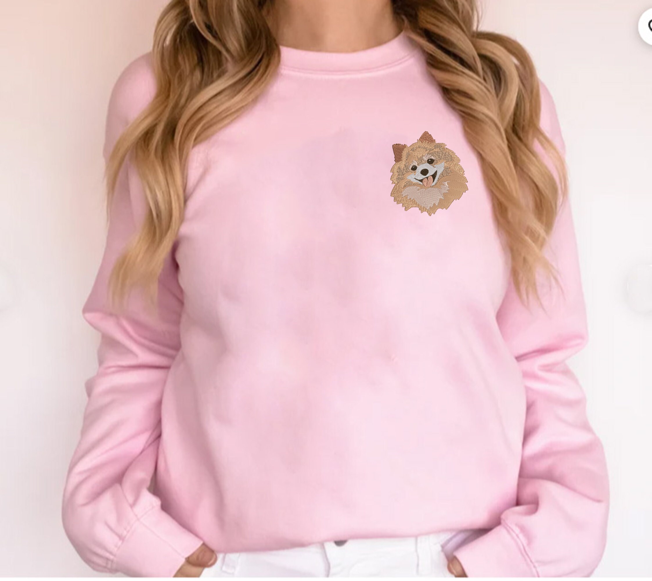 Pomeranian Dog Face Embroidery Sweatshirt Personalized Etsy