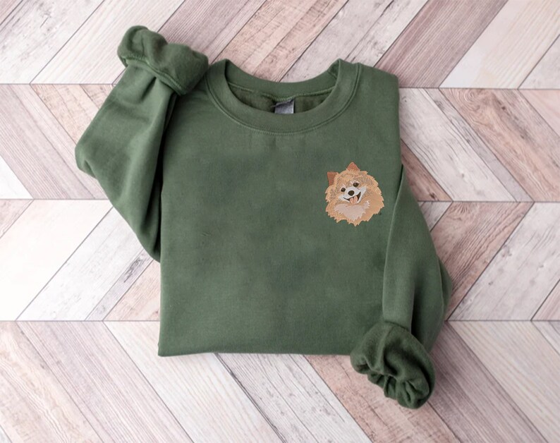 Pomeranian Dog Face Embroidery Sweatshirt Personalized Etsy