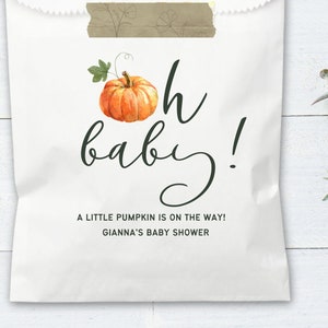 Pumpkin Baby Shower Favor Bags Little Pumpkin a Baby Shower Bog Girl Autumn Baby Shower Decor Oh Baby Cookie Candy Donut Treat Bags