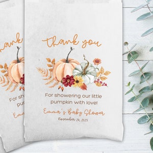 Pumpkin Baby Shower Favor Bags Fall Baby Shower Favor Bags Favor Bags for baby shower pumpkin themed baby shower Favors Baby Shower Treat