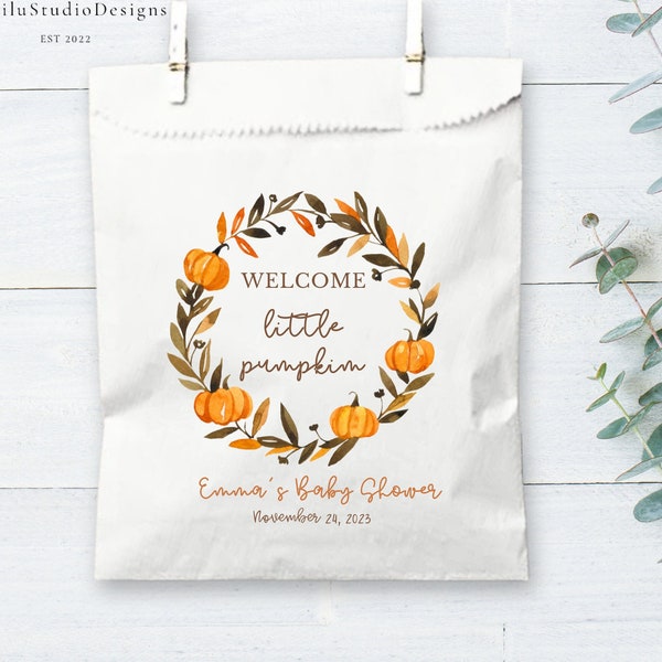 Pumpkin Baby Shower Favor Bags Fall Baby Shower Favor Bags Favor Bags for baby shower pumpkins themed baby shower Favors Baby Shower Treats