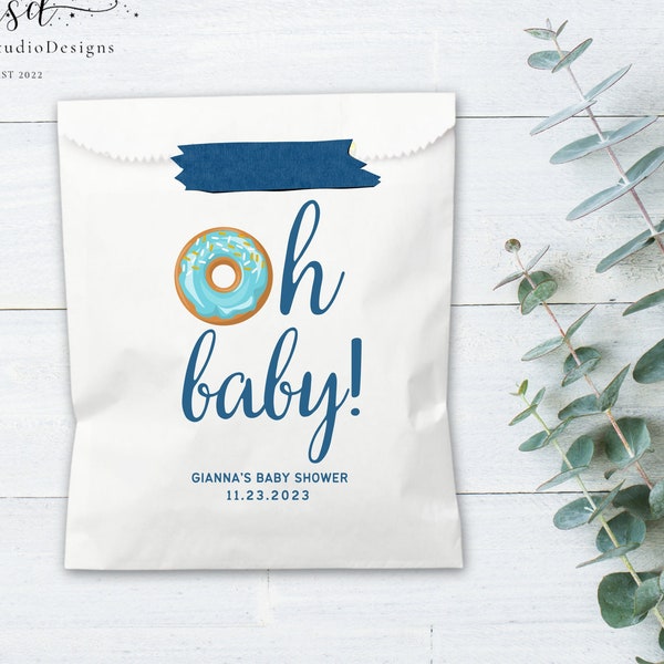 Donut oh baby shower favor bags Baby Shower Blue Donut Theme Party Donut Favor Treat Bags Baby Boy Baby Shower Donut Bag New Donut Favors