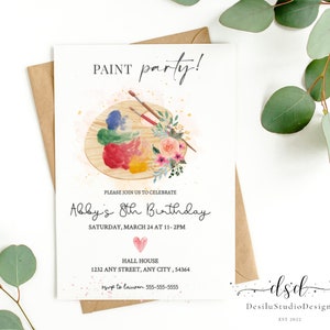 Painting Party Invitation Template, Art party Birthday, Painting Party, Editable Invitation, Arts and Crafts, any age, INSTANT DOWNLOAD 012