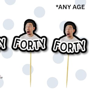 40th birthday cupcake face toppers | 40th Face Photo Head party | 50th toppers | 60 Birthday Toppers | Milestone FunnyTheme | Photo Cupcake