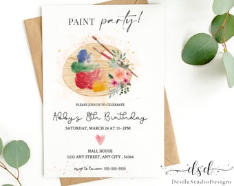Painting Party Invitation Template, Art party Birthday, Painting Party, Editable Invitation, Arts and Crafts, any age, INSTANT DOWNLOAD 012