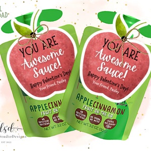 Appelmoes Klaslokaal Valentijn Tags Kleuterschool Valetine Tag Appelmoes Valentijn Awesomesauce Valentijn Non Candy Valentijn afdrukbaar Digitaal