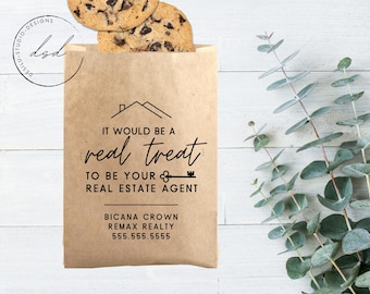 It Would Be A Real Treat To Be Your Real Estate Agent Bakery Bags Real Estate Pop By Custom Marketing Treat Bags Customizable Treat Bags