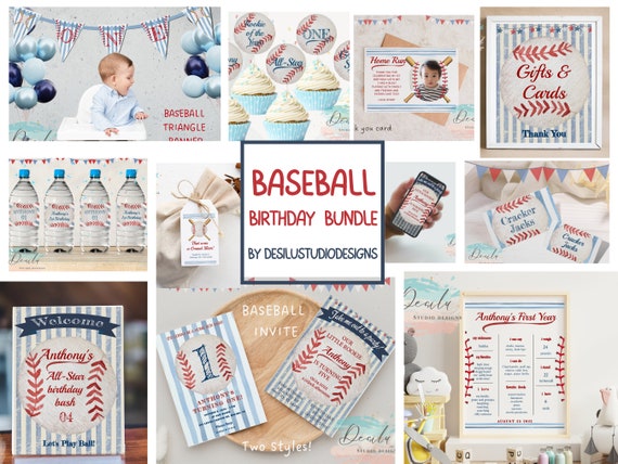 Baseball Birthday Invitation Bundle Printable Invitation - Etsy