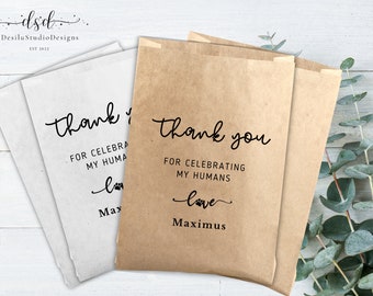 Favor Treat Bags, Wedding Doggie Bags, Dog Treat Favor Bag, Wedding Favors Bags, Thank you for celebrating my humans, From the dog wedding