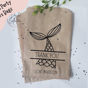 Mermaid Thank You  Party Favor Treat Bags, Mermaid Theme Party Favors , Mermaid Party Favors for Birthday Party, Printed Favor Bags, cookies