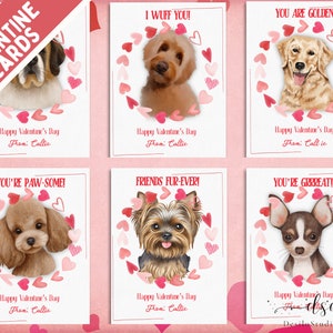 EDITABLE Dog Valentine Cards, Watercolor Doggies Valentine Cards, School Valentine Tags, Printable Valentines, Puppy Printables, DIY Templet