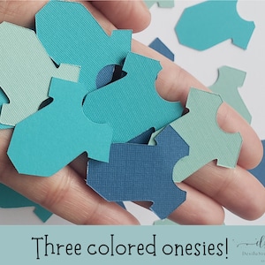 Body de bebé niño con confeti, confeti para baby shower, mono de baby shower con confeti, confeti para bebé, confeti para bebé, recortes de mono azul y verde