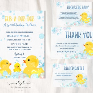Invitación para baby shower con patito de goma (descarga digital)