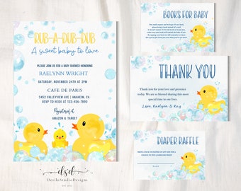 Rubber Ducky Baby Shower Invitation Set (Digital Download)