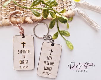 Christian Keychains, Left it in the water keychain, Baptism Gifts, Adult Baptism Gift, Christian Keychains, Religious Jewelry, Wooden